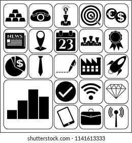 Set of 22 business icons, high quality. Collection. Detailed design. Vector Illustration.