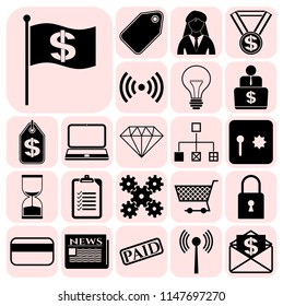 Set of 22 business icons, high quality. Collection. Flat design. Vector Illustration.