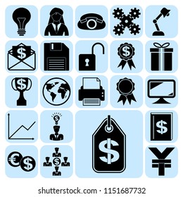 Set of 22 business icons, high quality. Collection. Detailed design. Vector Illustration.