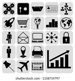 Set of 22 business icons, high quality. Collection. Detailed design. Vector Illustration.