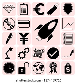 Set of 22 business icons, high quality. Collection. Amazing desing. Vector Illustration.