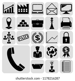 Set of 22 business icons, high quality. Collection. Flat design. Vector Illustration.