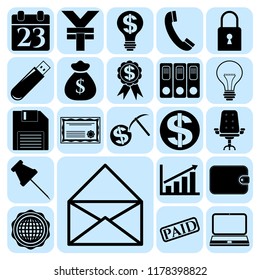 Set of 22 business icons, high quality. Collection. Flat design. Vector Illustration.