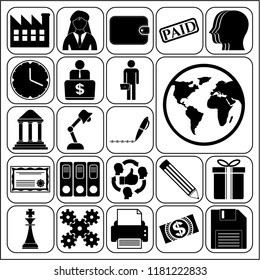 Set of 22 business icons, high quality. Collection. Flat design. Vector Illustration.