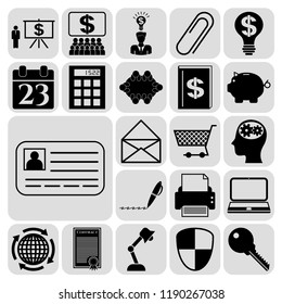 Set of 22 business icons, high quality. Collection. Flat design. Vector Illustration.