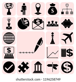 Set of 22 business icons, high quality. Collection. Amazing desing. Vector Illustration.