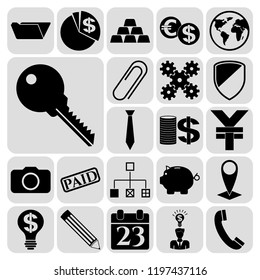 Set of 22 business icons, high quality. Collection. Flat design. Vector Illustration.