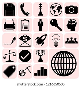 Set of 22 business icons, high quality. Collection. Flat design. Vector Illustration.