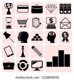 Set of 22 business icons, high quality. Collection. Detailed design. Vector Illustration.