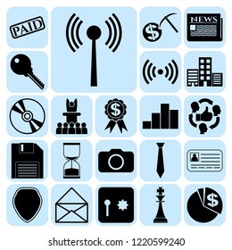 Set of 22 business icons, high quality. Collection. Flat design. Vector Illustration.