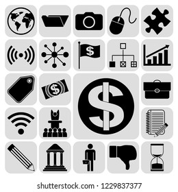 Set of 22 business icons, high quality. Collection. Flat design. Vector Illustration.