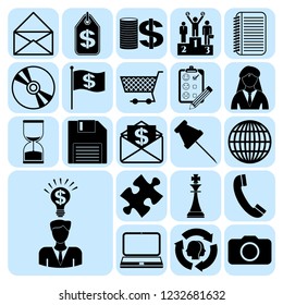 Set of 22 business icons, high quality. Collection. Detailed design. Vector Illustration.