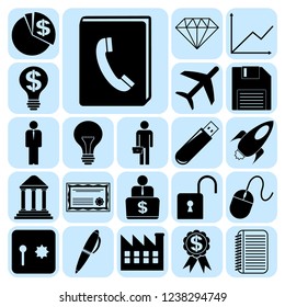 Set of 22 business icons, high quality. Collection. Detailed design. Vector Illustration.