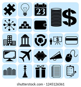 Set of 22 business icons, high quality. Collection. Detailed design. Vector Illustration.