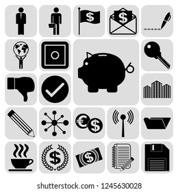 Set of 22 business icons, high quality. Collection. Detailed design. Vector Illustration.