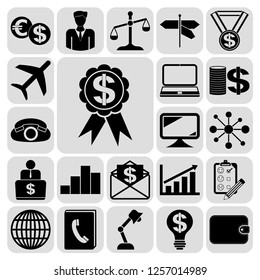 Set of 22 business icons, high quality. Collection. Detailed design. Vector Illustration.