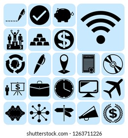 Set of 22 business icons, high quality. Collection. Detailed design. Vector Illustration.