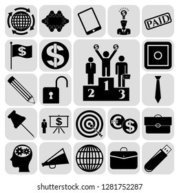 Set of 22 business icons, high quality. Collection. Detailed design. Vector Illustration.