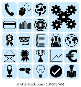 Set of 22 business icons, high quality. Collection. Flat design. Vector Illustration.
