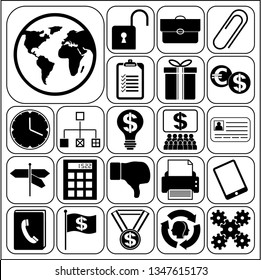 Set of 22 business icons, high quality. Collection. Detailed design. Vector Illustration.