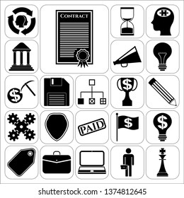 Set of 22 business icons, high quality. Collection. Flat design. Vector Illustration.