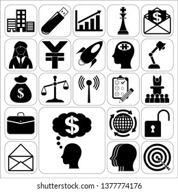 Set of 22 business icons, high quality. Collection. Flat design. Vector Illustration.