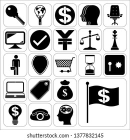 Set of 22 business icons, high quality. Collection. Flat design. Vector Illustration.