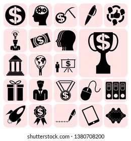 Set of 22 business icons, high quality. Collection. Flat design. Vector Illustration.