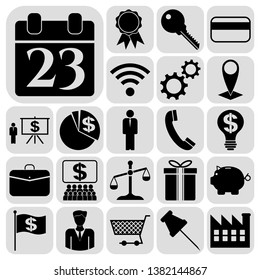 Set of 22 business icons, high quality. Collection. Flat design. Vector Illustration.