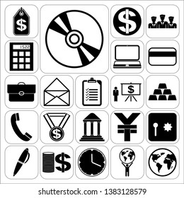 Set of 22 business icons, high quality. Collection. Flat design. Vector Illustration.