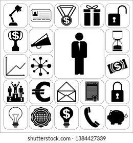 Set of 22 business icons, high quality. Collection. Flat design. Vector Illustration.