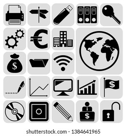 Set of 22 business icons, high quality. Collection. Flat design. Vector Illustration.