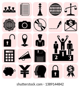 Set of 22 business icons, high quality. Collection. Flat design. Vector Illustration.