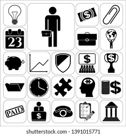 Set of 22 business icons, high quality. Collection. Flat design. Vector Illustration.