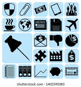 Set of 22 business icons, high quality. Collection. Flat design. Vector Illustration.