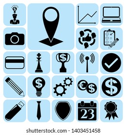 Set of 22 business icons, high quality. Collection. Amazing desing. Vector Illustration.