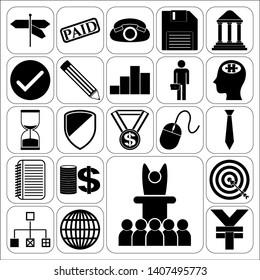Set of 22 business icons, high quality. Collection. Detailed design. Vector Illustration.