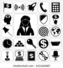 Set of 22 business icons, high quality. Collection. Detailed design. Vector Illustration.
