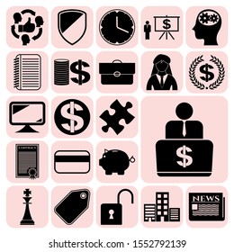 Set of 22 business icons, high quality. Collection. Amazing desing. Vector Illustration.
