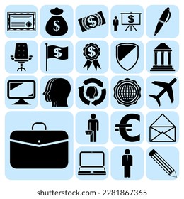 Set of 22 Business icons, high quality. Detailed design. 