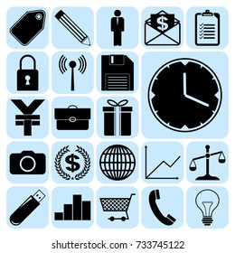 Set of 22 business icons, high quality. Collection. Flat design. Vector Illustration.