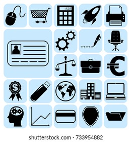 Set of 22 business icons, high quality. Collection. Detailed design. Vector Illustration.