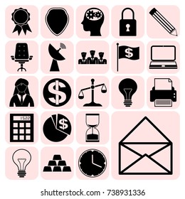 Set of 22 business icons, high quality. Collection. Flat design. Vector Illustration.