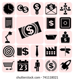 Set of 22 business icons, high quality. Collection. Amazing desing. Vector Illustration.