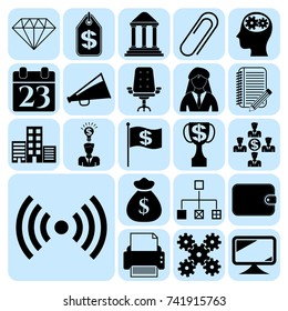 Set of 22 business icons, high quality. Collection. Flat design. Vector Illustration.