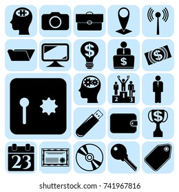 Set of 22 business icons, high quality. Collection. Flat design. Vector Illustration.
