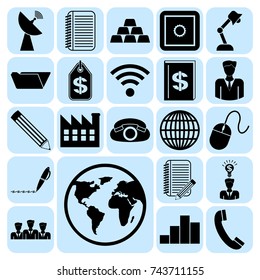 Set of 22 business icons, high quality. Collection. Flat design. Vector Illustration.