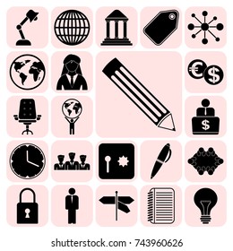 Set of 22 business icons, high quality. Collection. Flat design. Vector Illustration.
