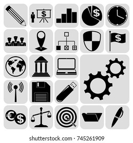 Set of 22 business icons, high quality. Collection. Detailed design. Vector Illustration.