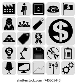 Set of 22 business icons, high quality. Collection. Flat design. Vector Illustration.
